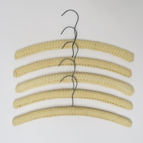 Vintage 60s Cream Crochet "Non Slip" Decorative Clothes Hangers - Picture 3 of 4